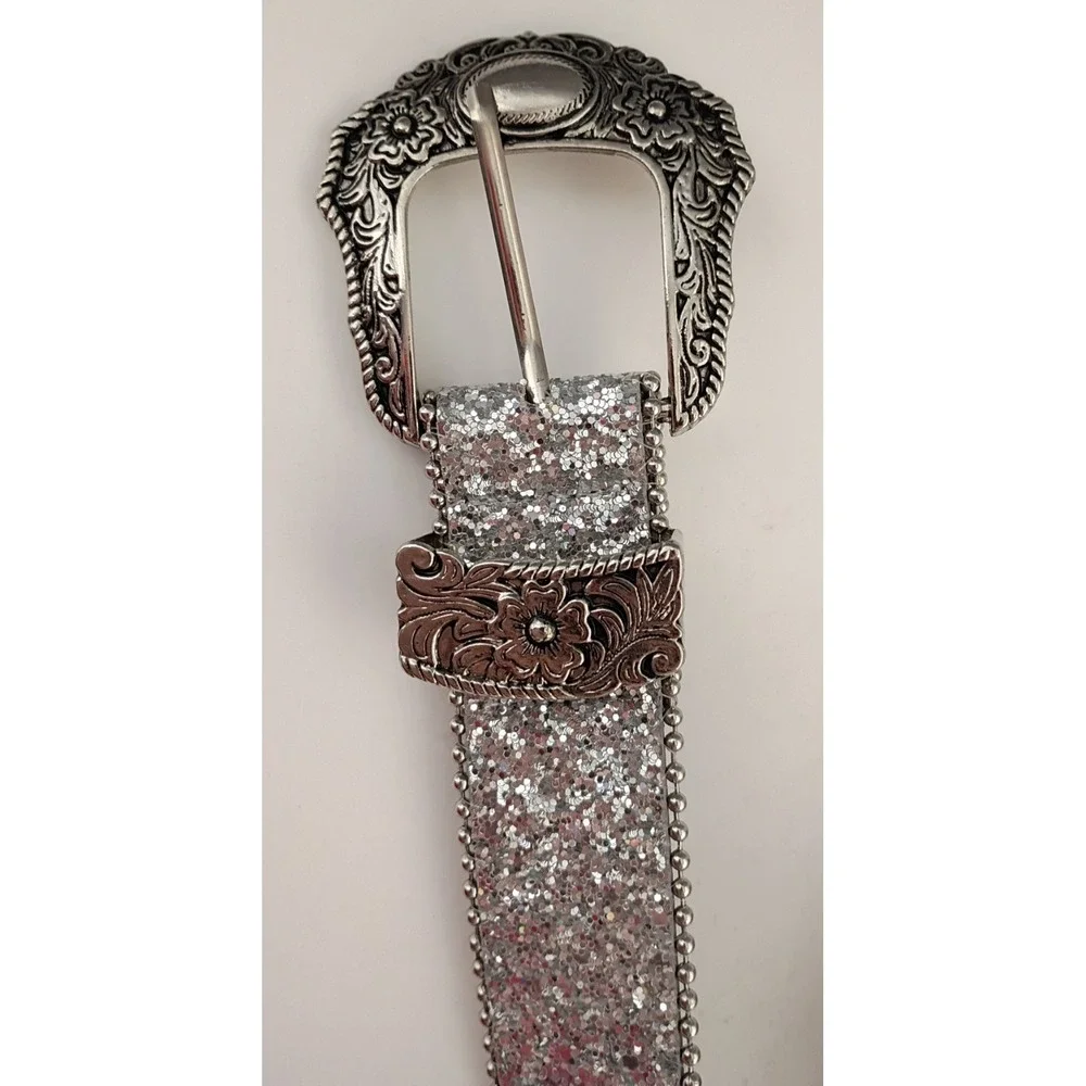 Vintage Y2K Studded Belt RHINESTONE Glitter WESTERN Cowboy Rodeo Glam Statement